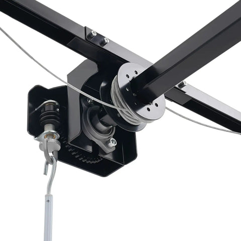 Detail of Hardcore Adjustable Overhead Garage Storage Rack With 300 Pound Capacity Rustproof Carbon Steel Ceiling Mount Hanger pulley system.