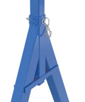 Rock Solid Steel Fixed Gantry Crane With Smooth Rolling Phenolic Casters 10 Foot Span And 6000 Pound Capacity Built Like A Truck For Daily Shop Grinds In Classic Blue Finish, close-up of sturdy blue steel frame connection.