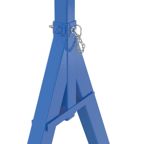 Rock Solid Steel Fixed Gantry Crane With Smooth Rolling Phenolic Casters 10 Foot Span And 6000 Pound Capacity Built Like A Truck For Daily Shop Grinds In Classic Blue Finish, close-up of sturdy blue steel frame connection.