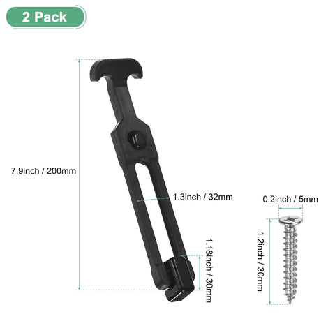 Two Pack T Handle Rubber Flexible Draw Latches With Screws 7.9 Inch Hasp Style Hood Latches detailed dimensions