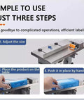 Semi-Automatic Desktop Labeling Machine With Touch Screen Control Precision Microcomputer System, showing three easy steps for use.