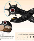 Beefy Heavy Duty Leather Hole Punch Tool Set with multi size punches, ergonomic design, showing hole sizes from 2mm to 4.5mm