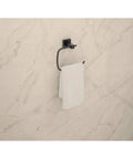 Duro 3 Piece Wall Mounted Bathroom Hardware Set In Satin Nickel Hand Towel Holder on marble wall