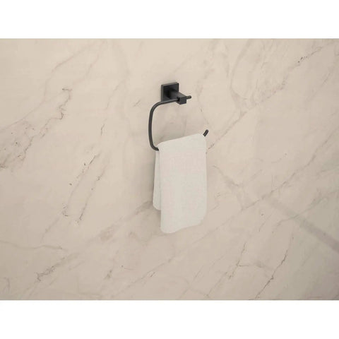 Duro 3 Piece Wall Mounted Bathroom Hardware Set In Satin Nickel Hand Towel Holder on marble wall