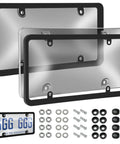 Two Pack License Plate Protectors For Front And Rear Plates ABS Matte Clear Shield With Screws Caps Universal Car Accessories
