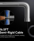 Close-up of 16.5 ft cable used in 7 Inch IPS Endoscope With Lights And 1080P Triple Lens Borescope Tool Split Screen Inspection Camera.