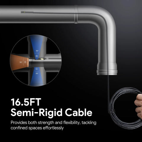 Close-up of 16.5 ft cable used in 7 Inch IPS Endoscope With Lights And 1080P Triple Lens Borescope Tool Split Screen Inspection Camera.