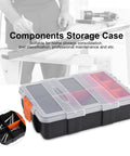 Two Layer Plastic Tools Organizer Box For Garage And Workshop, waterproof durable tool box with multi compartment component organizer.