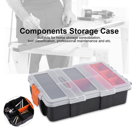 Two Layer Plastic Tools Organizer Box For Garage And Workshop, waterproof durable tool box with multi compartment component organizer.
