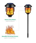Solar Torch Lights Outdoor Flickering Flame Lit Set Of 4 Metal Pathway Lights Waterproof Landscape Decor Auto On Off Dusk Till Dawn