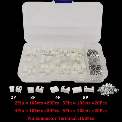 Awesome 230 Pc Jst Ph 2.0 Wire Terminal Kit With 2.0mm Pitch For 2P 3P 4P 5P Housing Pin Headers And Male Female Soldering Connectors Perfect Diy Electronics Projects Plus Super Easy To Install Great Value Bundle, open organizer box with white connectors
