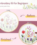Four Pack Embroidery Kit For Beginners And Adults DIY Starter Set With Flower Patterns Cross Stitch Includes Embroidery Hoop Tools