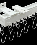 Heavy Duty Ceiling Or Wall Mount Curtain Track System With Hooks 6 Feet Aluminum Rail For Living Room Bedroom And Bath Smooth Gliding Curtains White Finish, white track with hooks