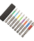 Solid Hex Screwdriver Bits Set With 4 Inch Shank And Color Coded Ferrules For Heavy Duty Drilling Tasks Featuring Magnetic Tips And Durable Alloy Steel Construction In H5 To H8 Sizes, 8pc set
