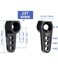 25T 6mm Aluminum Servo Horn For TRX-4M 1/18 RC Crawler High Torque Micro Servo Steering Arm Upgrade CNC Machined 6061-T6 Aluminum Fits Stock Servo 2 Pack, black 25T horn with M3 and M2.5 holes