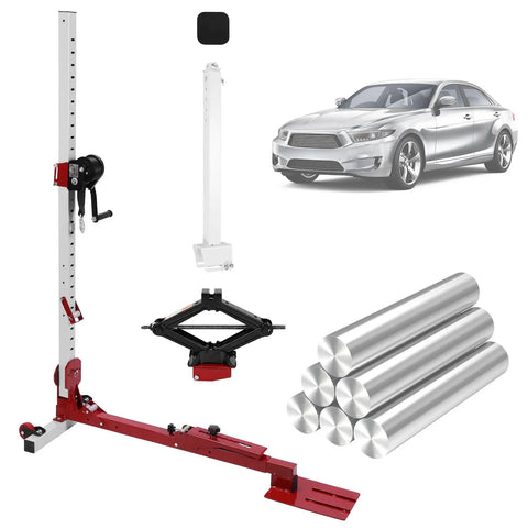 3 In 1 Automotive Sheet Metal Repair Tool With Adjustable Dent Pull Lever, Nylon Casters, And 1322lbs Pulling Force display with car