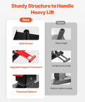 Dirt Bike Lift Stand With 1200Lb Capacity showing sturdy structure, solid screws, upgraded connectors, and thickened platform.