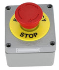 Red Emergency Stop Push Button Switch 22mm Aluminum Enclosure Normally Closed Momentary Stop Button Industrial Control Station IP66