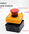 Emergency Stop Push Button Switch 1NO1NC 660V 10A Red With Box Industrial Grade Panel Mount shown disassembled