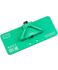 Pro Grade High Precision Aluminum Frame Straightener Tool For Mobile Phone Repair, green aluminum fixture, top view