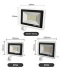 Led Pir Motion Sensor Led Flood Light Ac220 100W 50W 30W Outdoor Ip66 Waterproof Projector Spotlight Led Exterior Street Light for Court,Garden,Warehouse，30w-30，30w-3000K WARM LIGHT_WHITE SHELL dimensions illustration