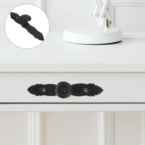 Vintage Cast Iron Drawer Pull Set For Cabinets And Furniture Drawers Retro Kitchen Cupboard Hardware on white drawer