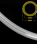Clear silicone tubing, 6mm ID / 9mm OD, close-up view