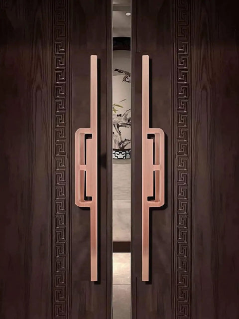 Sliding Barn Door Handle Solid Aluminum With Bronze Finish For Interior And Exterior Doors Built To Last Ideal For Offices And Hotels Front Doors Heavy Duty Pull 80 Cm 31 Inch Size installed on wooden doors