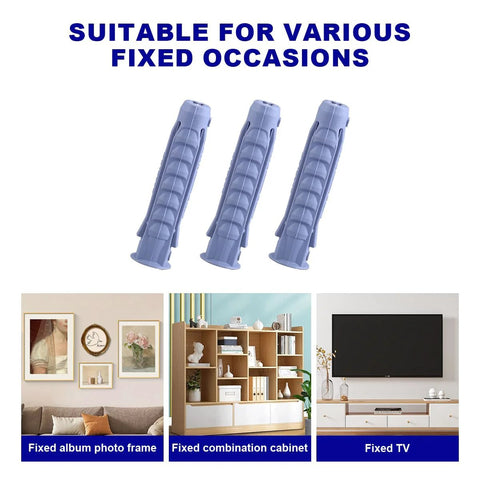 Concrete Wall Anchors For TV Mounts For Concrete Or Brick Walls, Durable Plastic 10x50mm Anchors, Grey Drywall Anchors in 8-Piece Pack