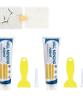 All In One Drywall Repair Kit For Small Cracks Holes And Dents With Quick Squeeze Scrape And Smooth Application Waterproof and Damp Proof No Mess Paste Easy Home Maintenance Includes 150g Mending Agent Scraper And Nozzle Tip, wall mending paste with tools.