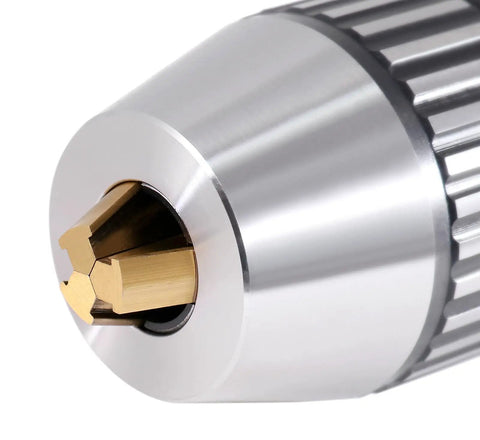 Close-up of 1/16-5/8 Inch MT3 Precision Keyless Drill Chuck, Heavy Duty With Integrated Shank And Titanium Jaws For CNC Lathe