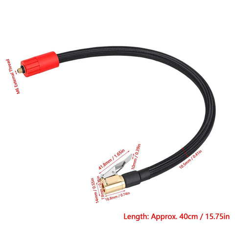 Heavy Duty Tire Inflator Extension Hose With Quick Connect Air Chuck Fits Cars Bikes EVs And Portable Air Compressor 40 CM Length black braided hose