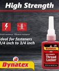 Red High Strength Thread Locker For Nut And Bolt Assemblies Industrial Grade Lock Tight 24 Milliliter bottle