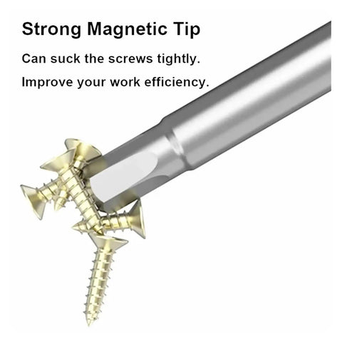 Premium 50 Pc Magnetic Screwdriver Bit Set With Extra Long 75mm Security Heads Includes Torx Star Hex And Spline Bits For Heavy Duty Jobs In A Tough Rugged Carrying Box Perfect For Any Garage Or DIY Project Ready To Handle Any Tough Screws. Magnetic bit holding screws