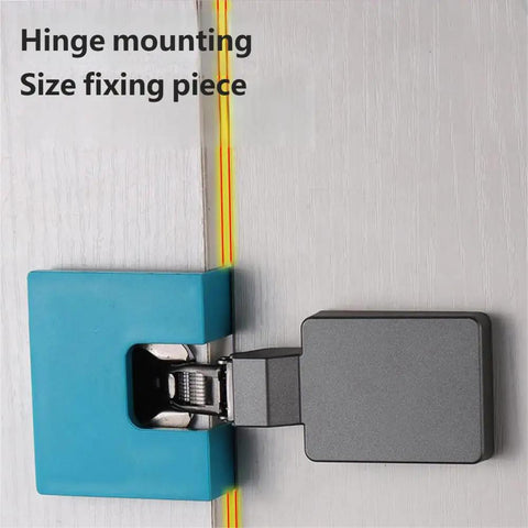 Close-up of a Magnetic Hinge Installation Tool For Cabinets And Doors Quick And Precise Hinge Jig with 2mm alignment groove