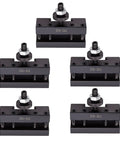 Five black BXA #1 quick-change turning and facing lathe tool post holders, model 250-201