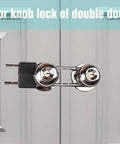 All Metal Double Door Locking Bar For Inswing And Outswing Doors, Keyed Extra Lock with U Shaped Barrier installed on double door