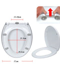 Rugged 18.5 Inch Elongated Toilet Seat Featuring Slick Slow Close Lids That Shut Silent And Skip The Slamming Noise Plus Quick One Touch Release dimensions and installation guide.