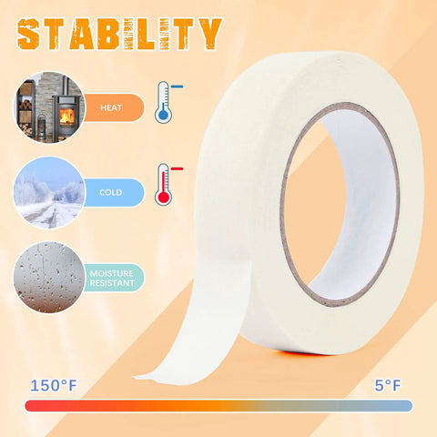 1 Inch Masking Tape Bulk Pack 20 Rolls Of White Beige Crepe Paper Tape With Strong Adhesive 55 Yards Each for heat and moisture conditions