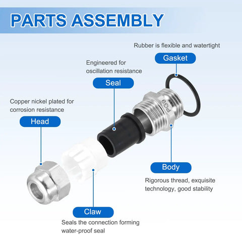 PG9 Cable Gland IP68 Waterproof Strain Relief Cord Grip Connector For 4 To 8mm Wire Stainless Steel Cable Protectors For Cable Fixing Wiring And Repair Pack Of 4, exploded parts assembly