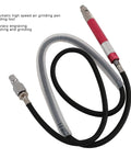 Workhorse Air Pencil Die Grinder At 58000 Rpm Delivers Compact Pneumatic Engraving Pen Performance With Reliable One Hand Handling For Tight Squeeze Shop Jobs. Red and silver pneumatic air grinding pen with flexible hose.