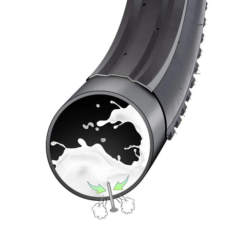 Cross-section of Two Pack 26 Inch Self Sealing Bike Tubes With 32mm Schrader Valve Puncture Resistant shown with sealant