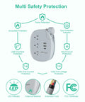 USB C Portable Travel Power Strip With Three Outlets And Three USB Ports Fast Charge For Cruise Or Home Office safety features