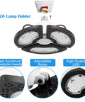 Two Pack 80W LED Ceiling Light with 9600 Lumens and 3 Adjustable Panels for Workshop Garage Storage Warehouse 6000K Daylight
