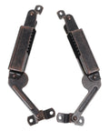 Kickass Stainless Steel Self Closing Hinges For Storage Chests And Jewelry Boxes Smooth Operator Lid Stays in dark finish, a two pack view.