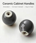 Slick Gray Ceramic Drawer Pulls 10 Pack Round Single Hole Cabinet Knobs For Kitchen Or Pantry Offers Super Quick Swaps And A Heavy Duty Smooth Handle That Makes Every Space Level Up Fast, close-up view of two gray ceramic round cabinet knobs.