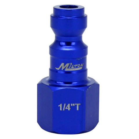 Blue T Style Pneumatic Plugs One Quarter Inch NPT Female Box Of Twenty Easy Push To Connect Color Coded Air Line Fittings