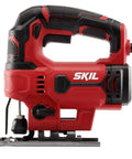 Knock Out Messy Edges Quick With This Rock Solid 5 Amp Corded Jig Saw featuring a red and black design, strong construction, and ergonomic handle.