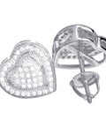 Solid Brass Micro Pave Double Heart Screw Back Stud Earrings with shimmering details and secure screw locks.