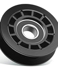 Close-up of black Idler Pulley For Husqvarna AWD Lawn Equipment Replaces 587969201 5879692-01 580364301, isolated on white background